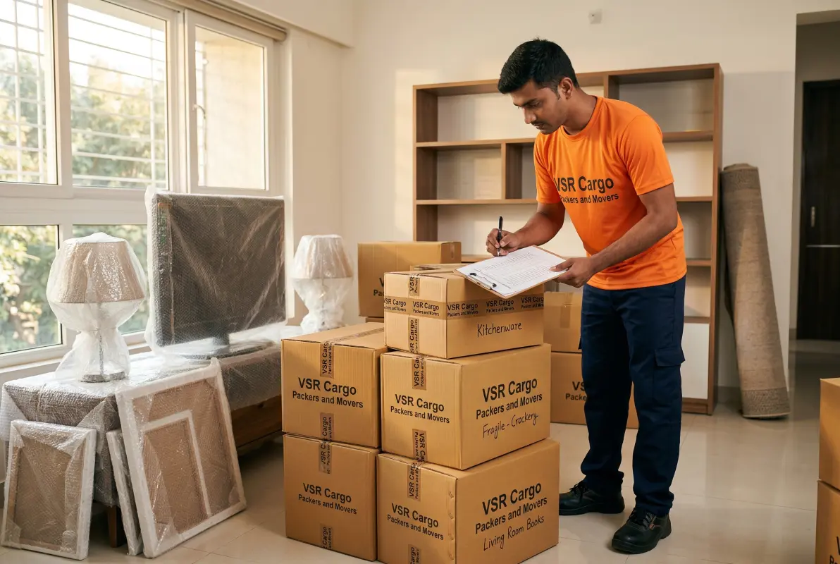 VSR CargoPackers and Movers team using a moving checklist during packing for stress-free relocation