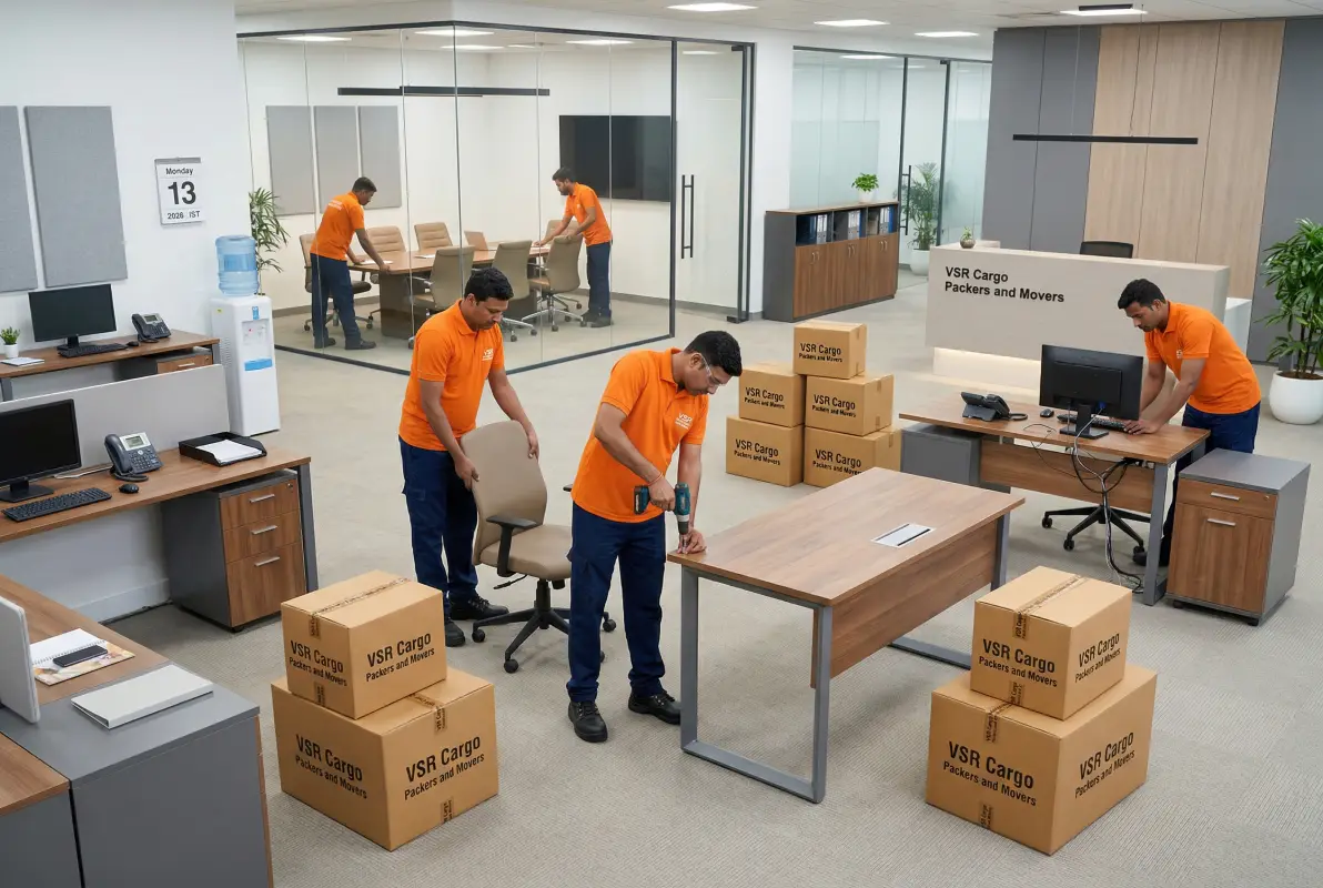 Office furniture dismantling and moving including desks, chairs, and cabinets