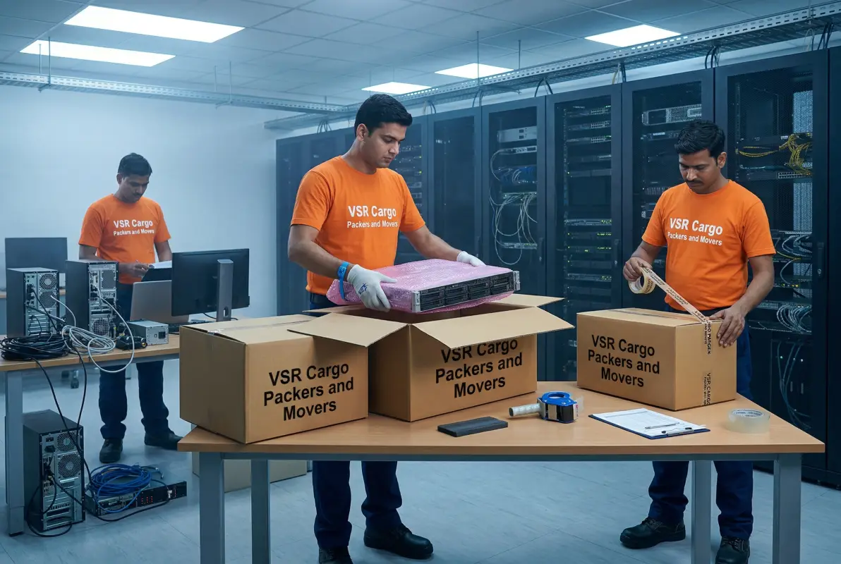Secure packing of IT equipment, servers, and computers for office relocation